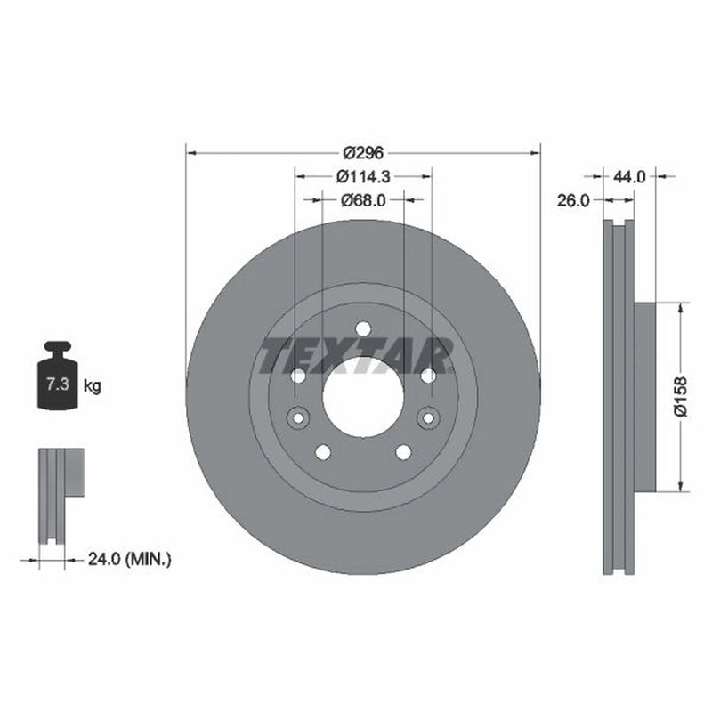 Textar 2 x Vented Front Brake Discs 92274203-x2