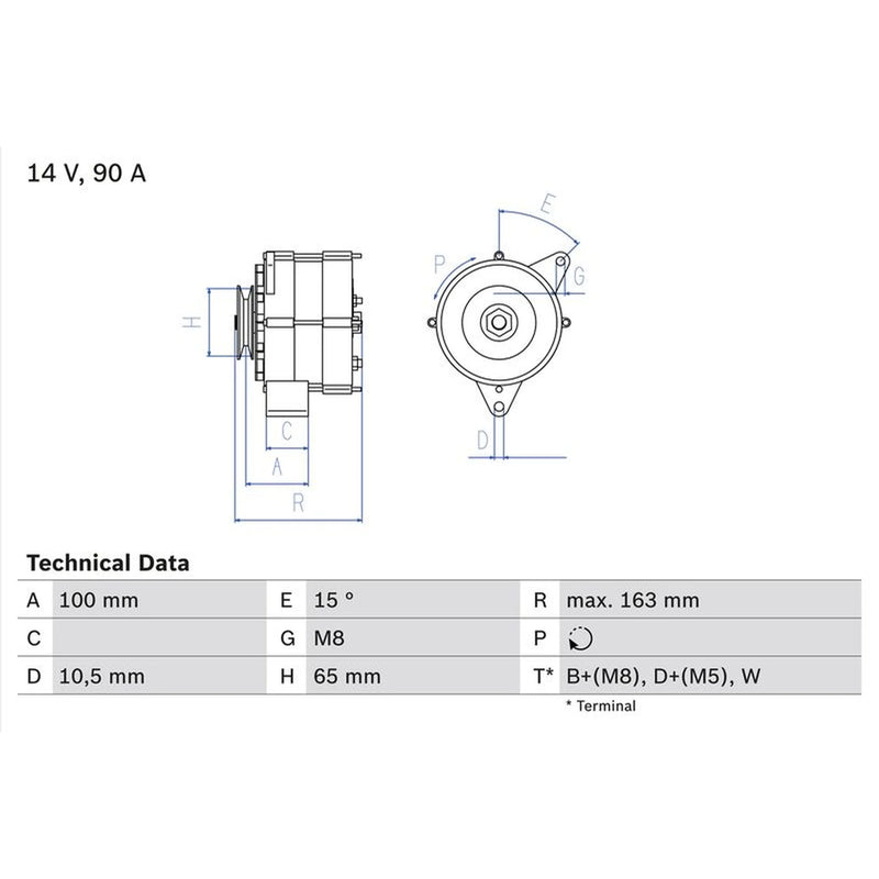 Bosch Car Alternator 12V 0 986 036 790