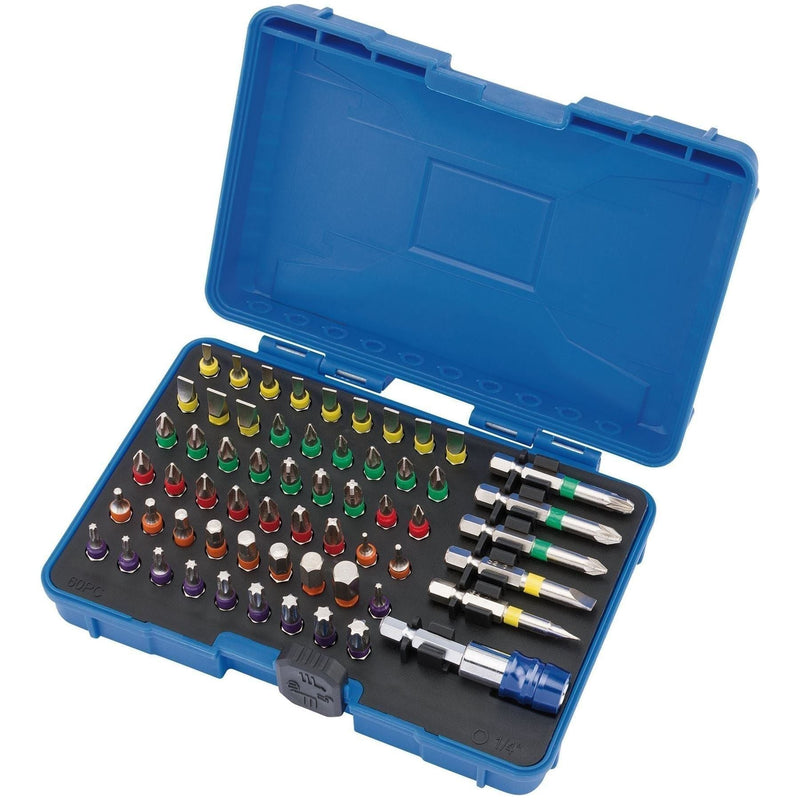 Draper Coloured Screwdriver Bit Set (60 Piece) 82405 Draper  - Town Parts