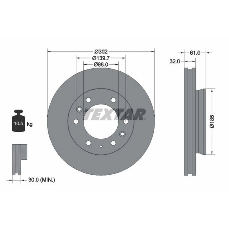 Textar 2 x Vented Front Brake Discs 92253403-x2