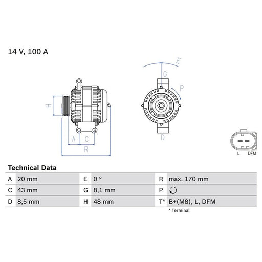 Bosch Car Alternator 12V 0 986 047 220