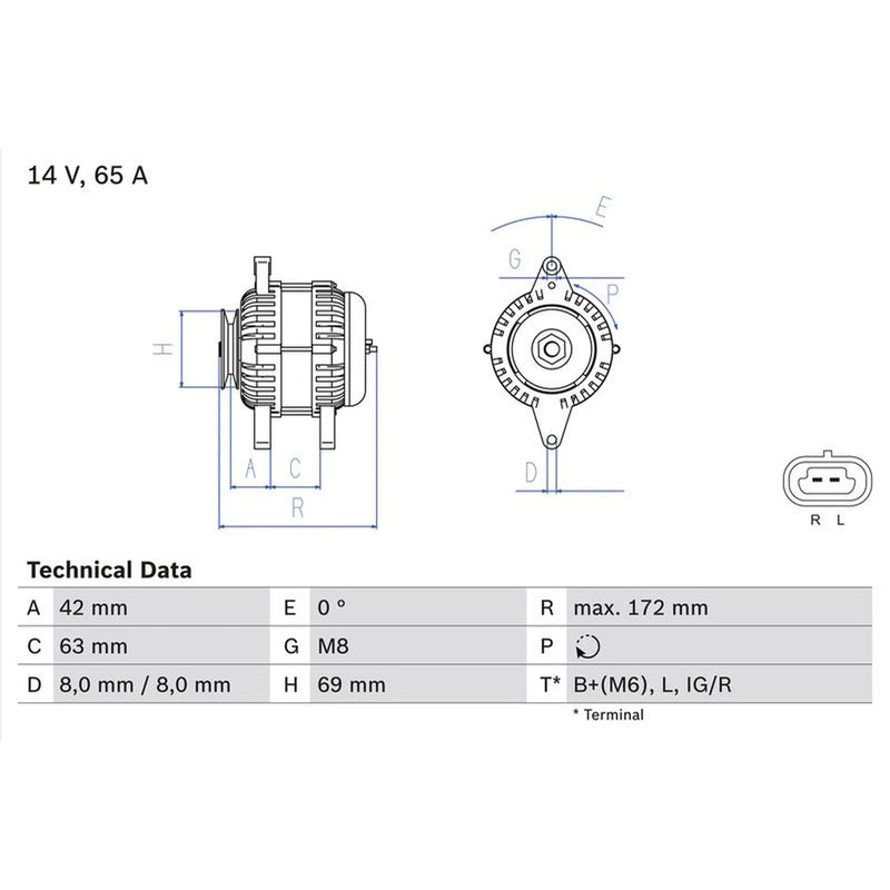 Bosch Car Alternator 12V 0 986 049 051
