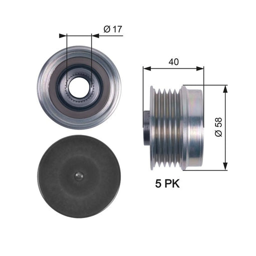 Gates Alternator Overrunning Freewheel Clutch OAP7132