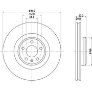 Mintex 2 x Vented Front Brake Discs MDC2830C