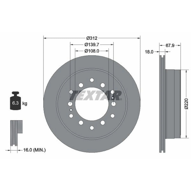 Textar 2 x Vented Rear Brake Discs 92231003-x2