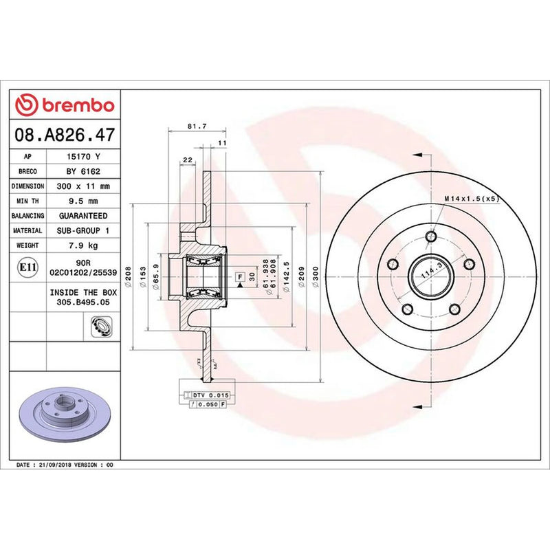 Brembo 2 x Solid Rear Brake Discs 08.A826.47-x2