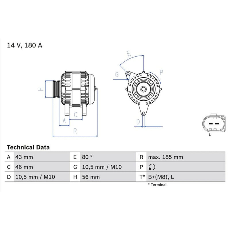 Bosch Car Alternator 12V 0 986 081 390