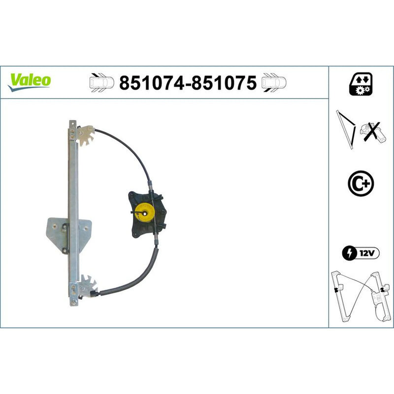 Valeo Electric Window Regulator Lifter Right Rear 851075