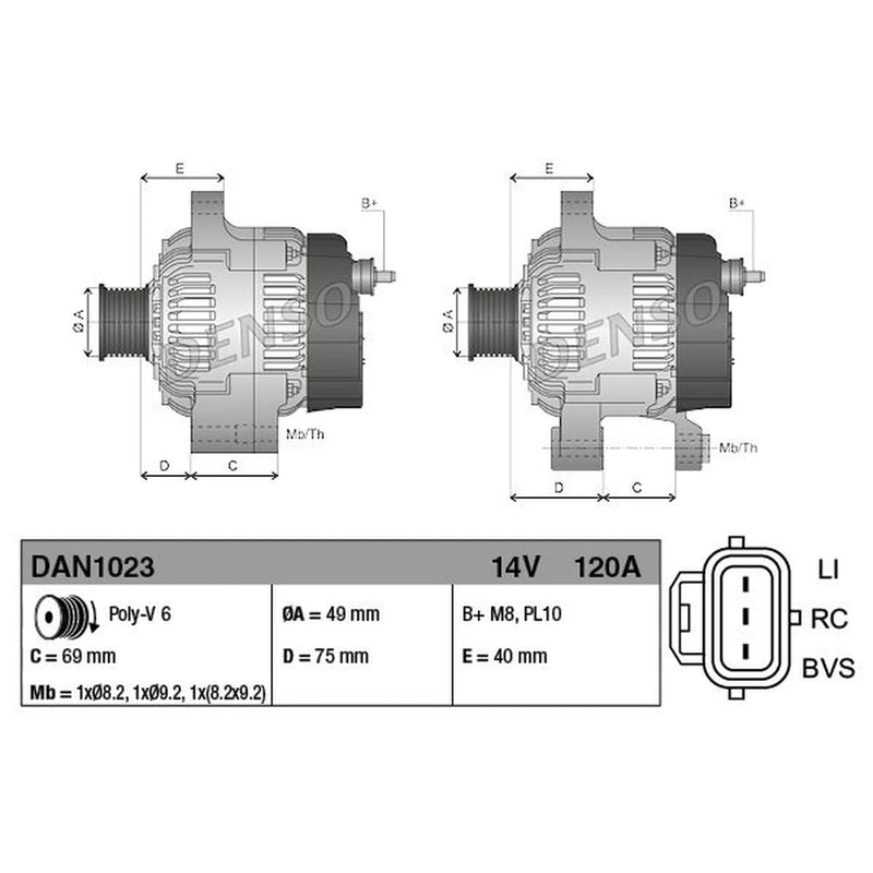 Denso Car Alternator 12V fits Ford C-Max 2007-2010 1.8 2.0