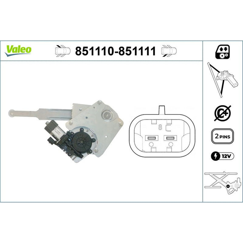 Valeo Electric Window Regulator Lifter Left Rear 851110