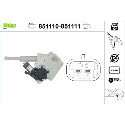 Valeo Electric Window Regulator Lifter Right Rear 851111
