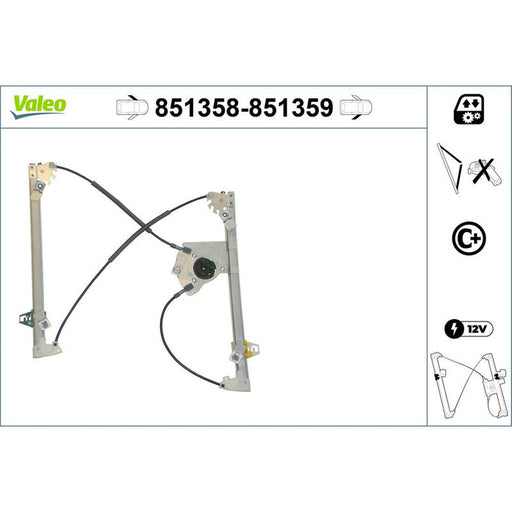 Valeo Electric Window Regulator Lifter Right Front 851359