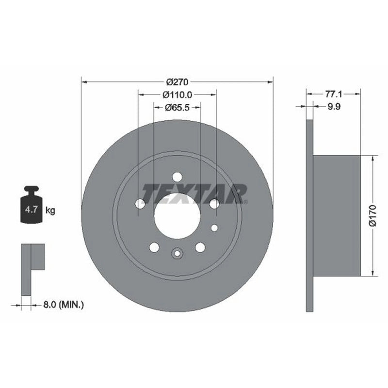 Textar 2 x Solid Rear Brake Discs 92066300-x2