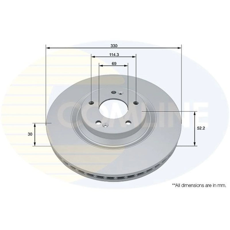 Comline 2 x Vented Front Brake Discs ADC5080V-x2
