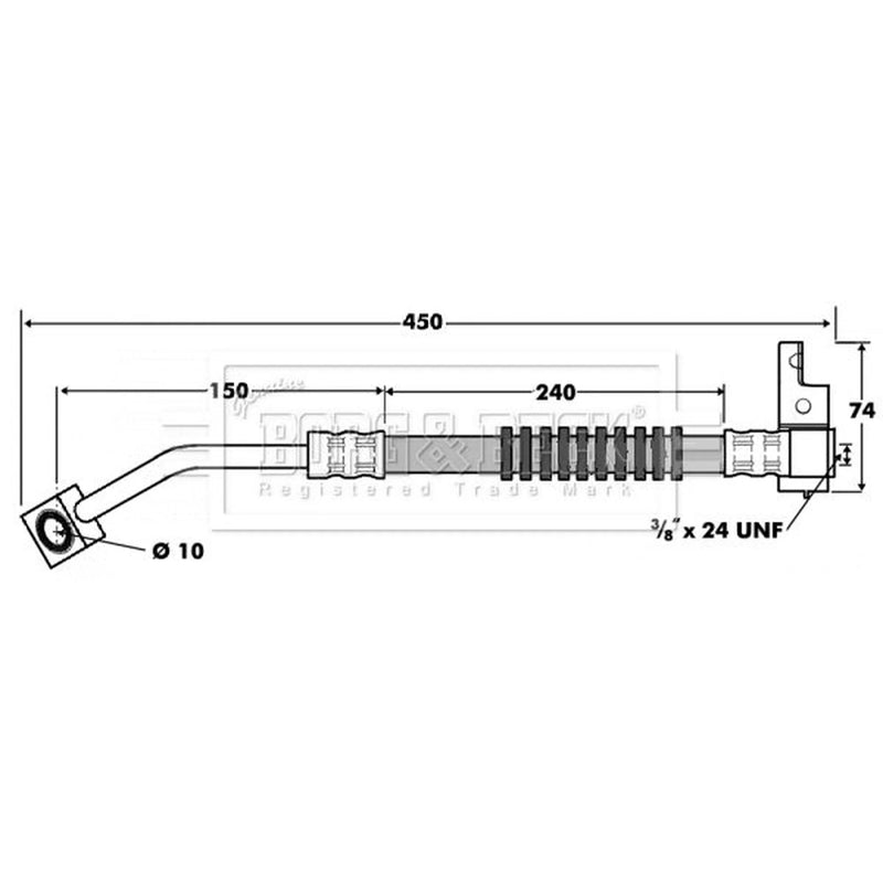 Borg & Beck Brake Hydraulic Hose Line Front Left BBH7415