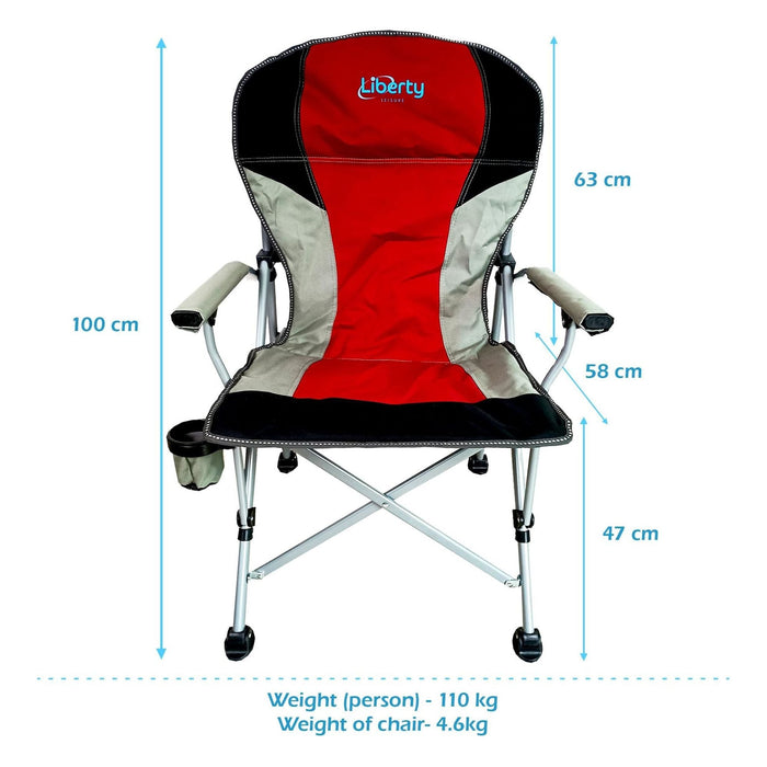 Liberty Red Folding Camping Chair MDS1203 - Liberty Leisure UK - Van Life Living