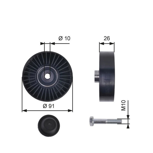 Gates V-Ribbed Belt Deflection/Guide Pulley T36001