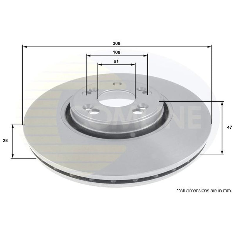 Comline 2 x Vented Front Brake Discs ADC1576V-x2