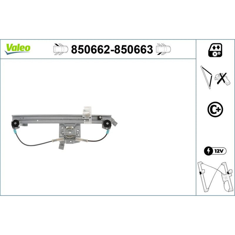 Valeo Electric Window Regulator Lifter Right Rear 850663