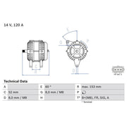 Bosch Car Alternator 12V 0 986 083 080