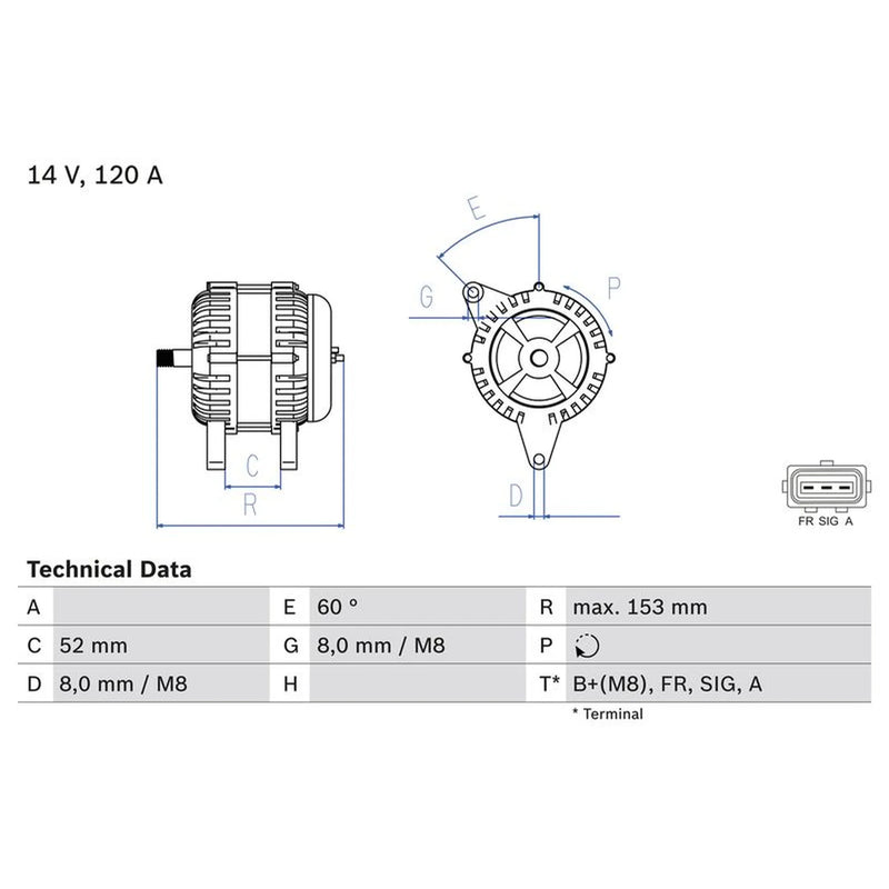 Bosch Car Alternator 12V 0 986 083 080