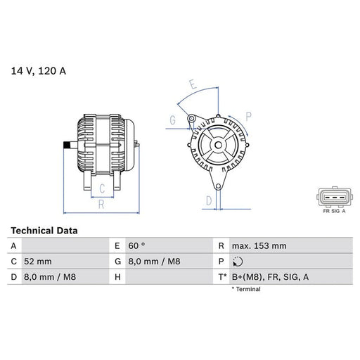 Bosch Car Alternator 12V 0 986 083 080