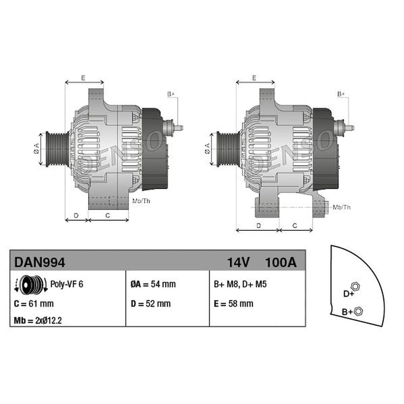 Denso Car Alternator 12V fits Alfa Romeo 159 2005-2011 1.9