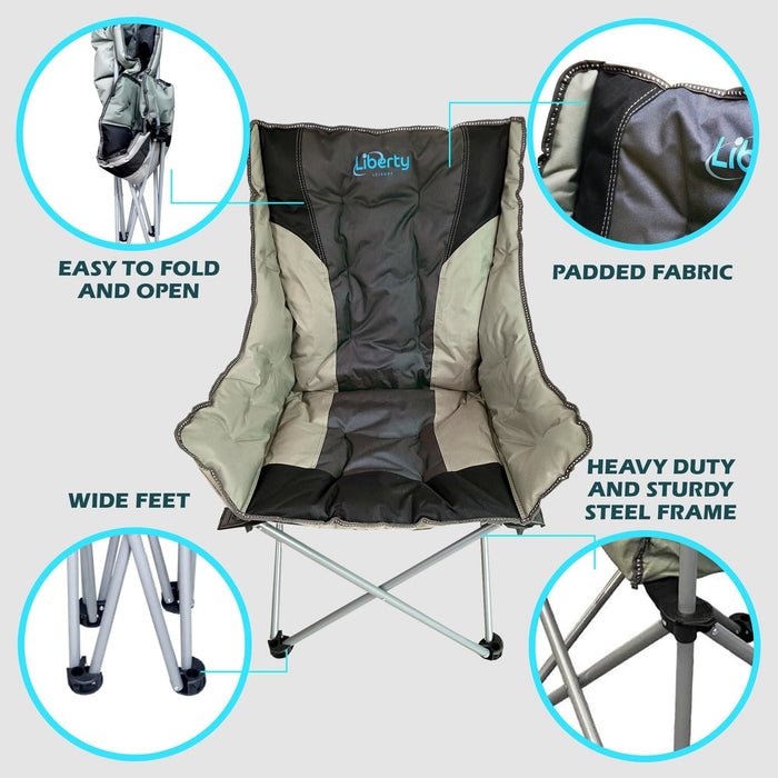 Liberty Grey Comfort Camping Chair MDS1203 - Liberty Leisure UK - Van Life Living