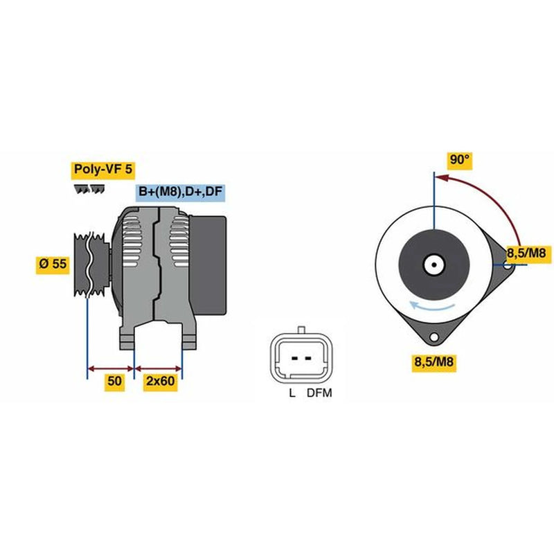 Bosch Car Alternator 12V 0 986 080 140