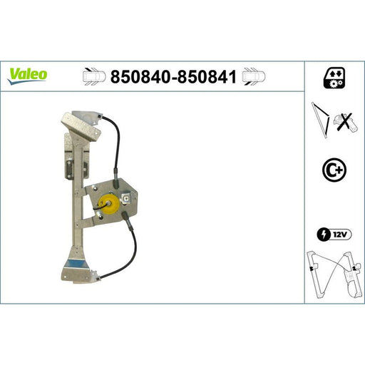 Valeo Electric Window Regulator Lifter Right Rear 850841