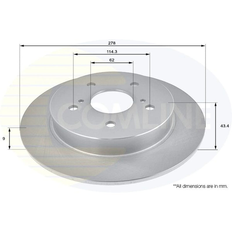 Comline 2 x Solid Rear Brake Discs ADC0929-x2
