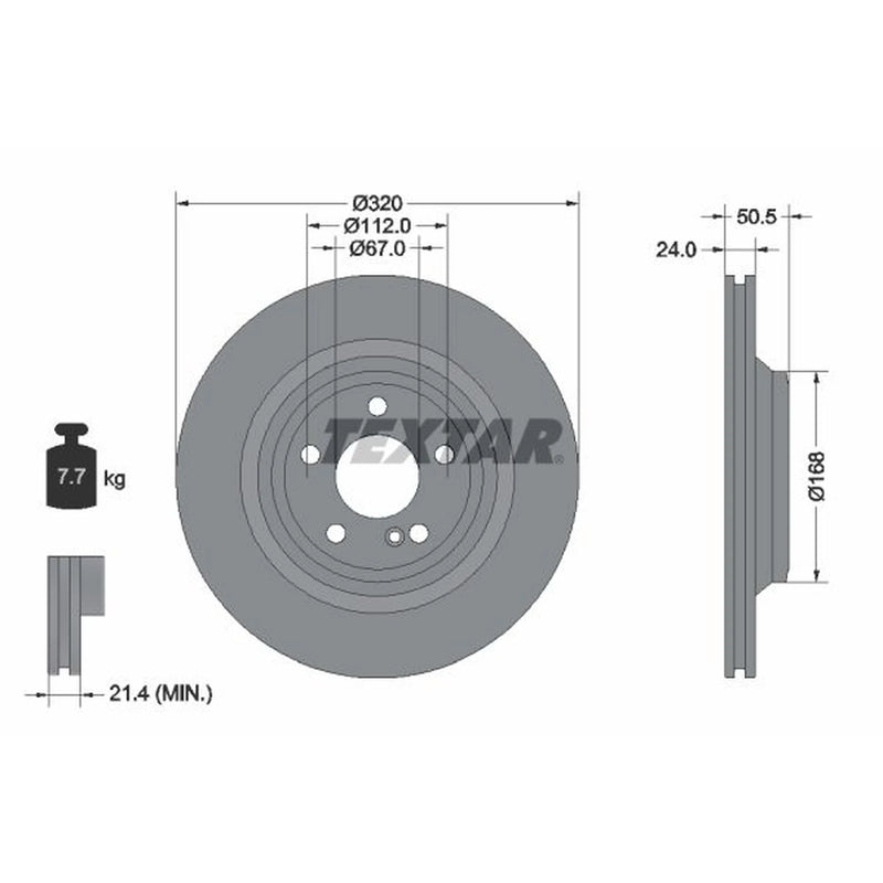 Textar 2 x Vented Rear Brake Discs 92317305