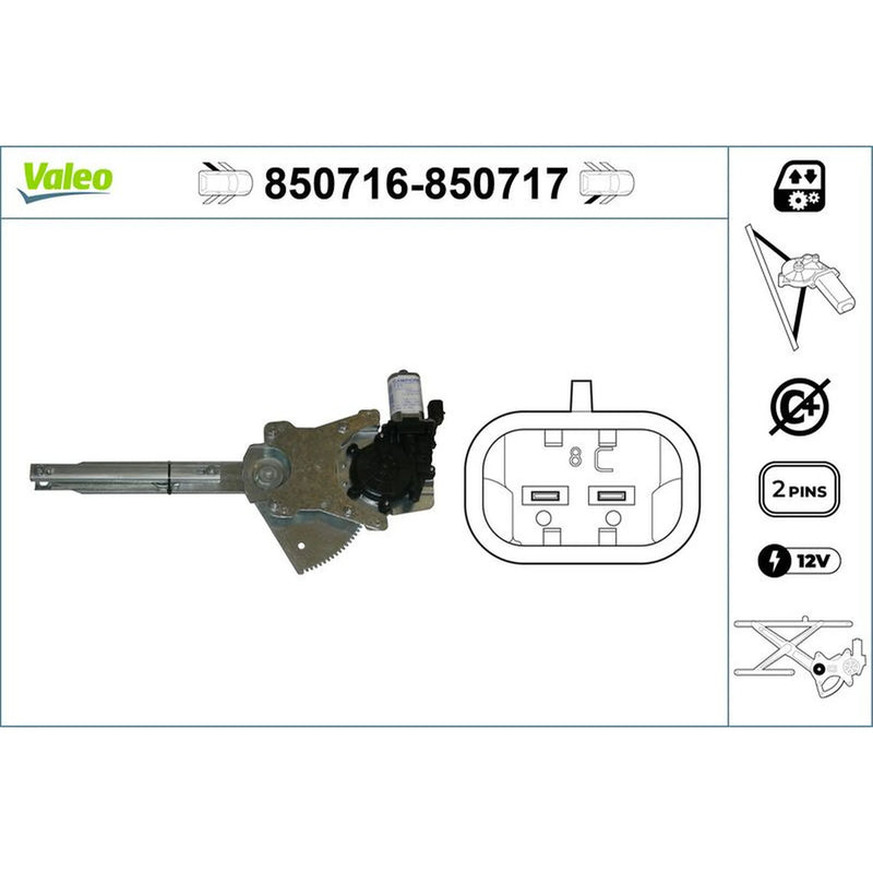 Valeo Electric Window Regulator Lifter Left Rear 850716