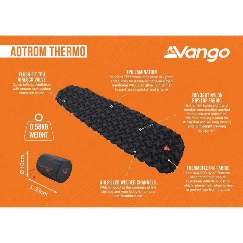 Vango Aotrom Thermo Self inflating Sleep Mat Anthracite - Vango - Van Life Living