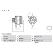 Bosch Car Alternator 12V 0 986 080 390