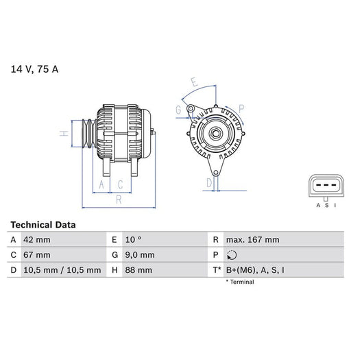 Bosch Car Alternator 12V 0 986 080 390