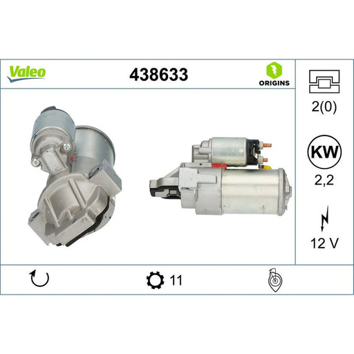 Valeo Starter Motor 12V 2.2kW 11 Teeth 438633