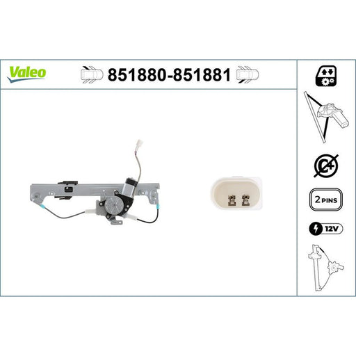 Valeo Electric Window Regulator Lifter Left Rear 851880