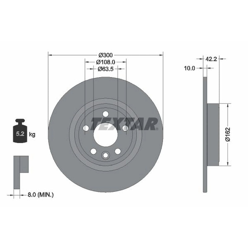 Textar 2 x Solid Rear Brake Discs 92293803-x2