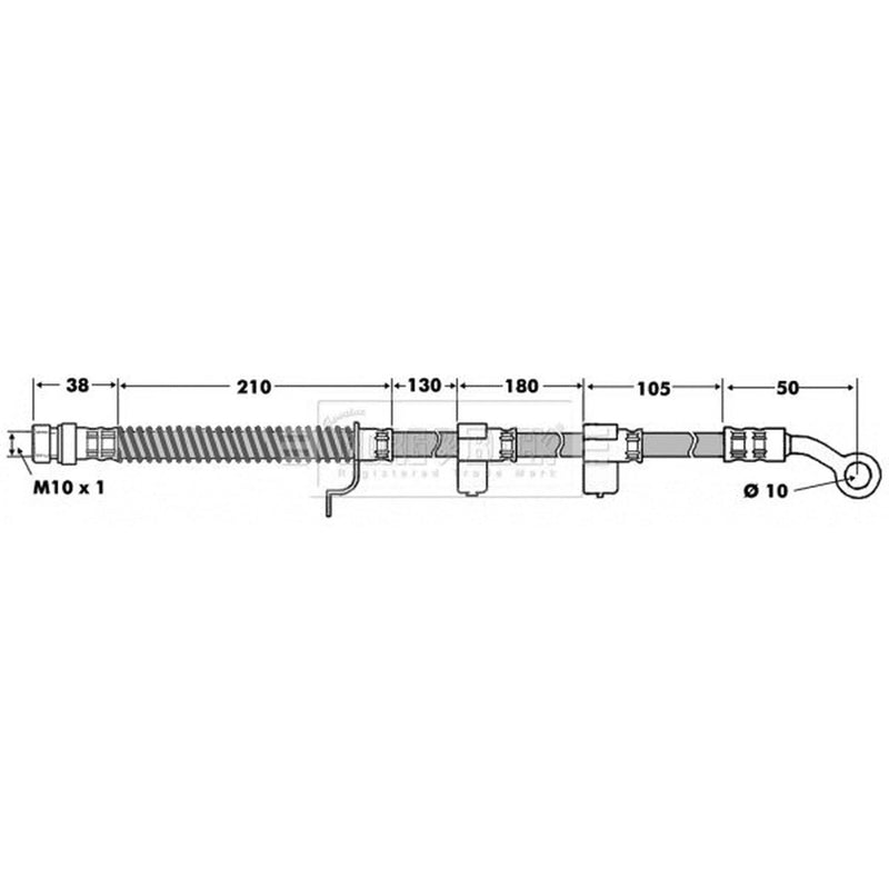 Borg & Beck Brake Hydraulic Hose Line Front Right BBH7456