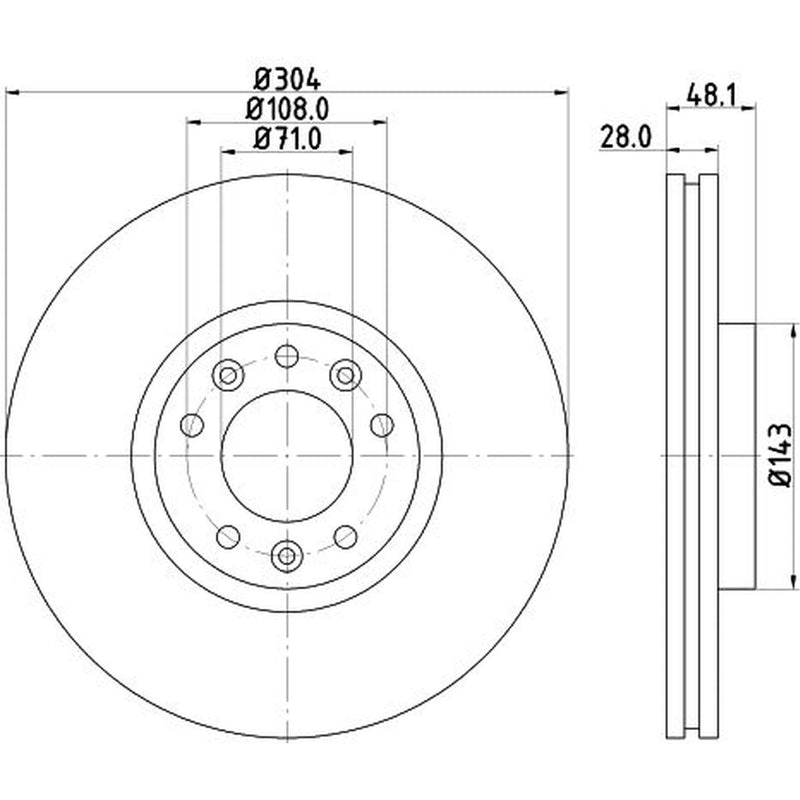 Mintex 2 x Vented Front Brake Discs MDC2293-x2