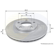 Comline 2 x Front Brake Discs ADC1425V-x2