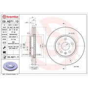 Brembo 2 x Vented Front Brake Discs 09.A971.11-x2