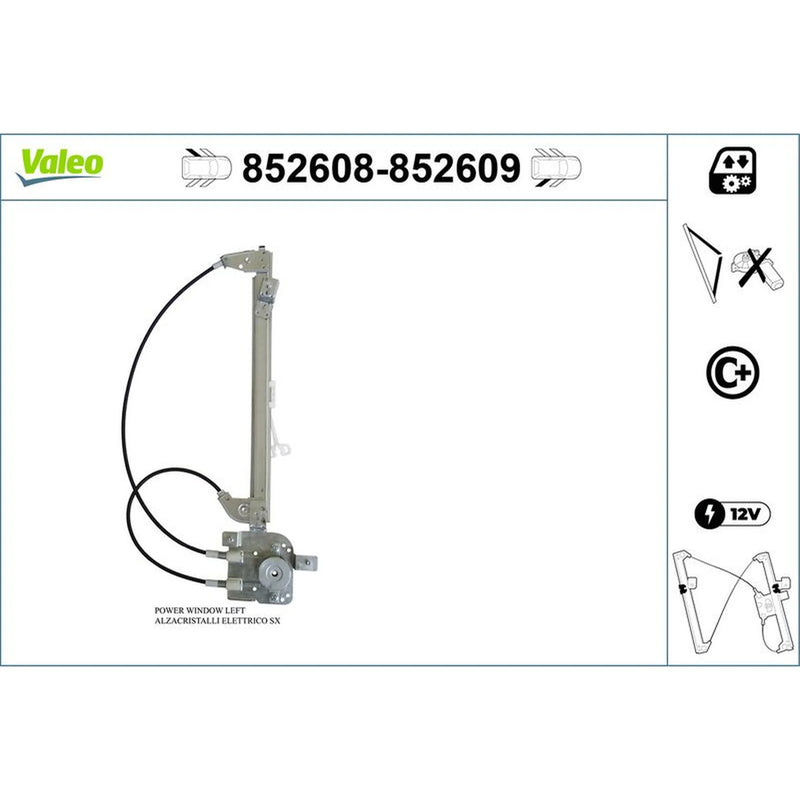 Valeo Electric Window Regulator Lifter Right Rear 852609