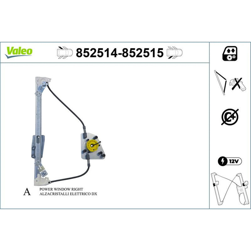 Valeo Electric Window Regulator Lifter Right Rear 852515