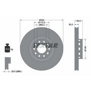 Textar 2 x Externally Vented Front Brake Discs 92098305-x2