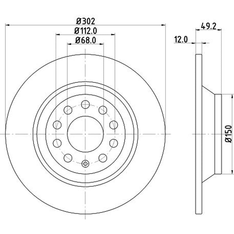 DON 2 x Solid Rear Brake Discs PCD10492