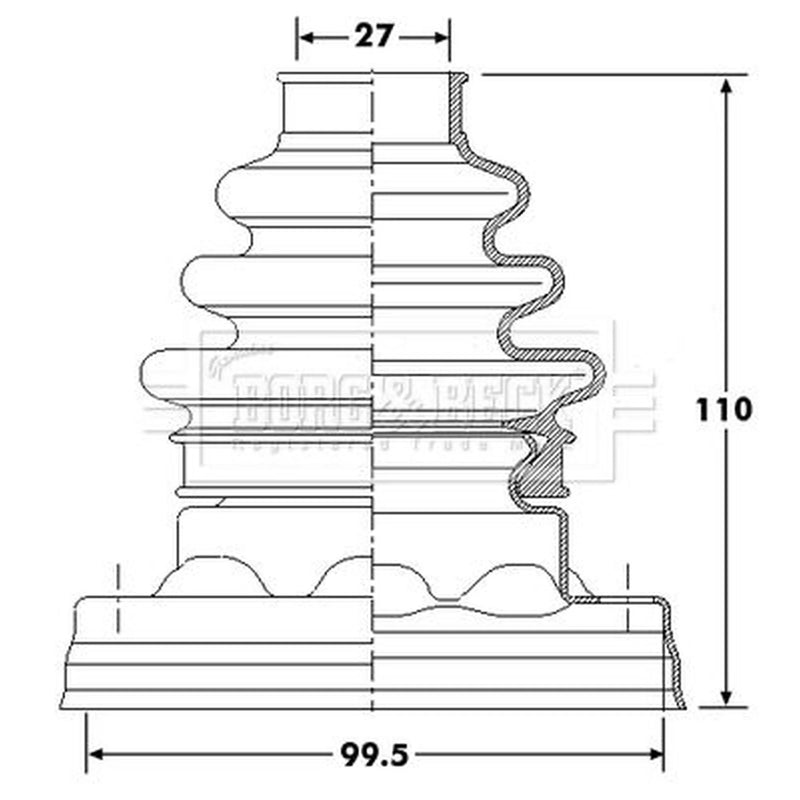 Borg & Beck Drive Shaft Bellow Kit transmission sided BCB6191