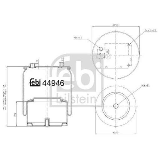 Febi Air Suspension Bellow Rear 44946