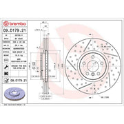Brembo 2 x Slotted/Perforated Front Brake Discs 09.D179.21-x2